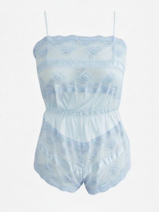 Texsheen, Cinema Etoile Other - Vintage Light Blue Satin Lace Lingerie Set Medium Texsheen Cinema Etoile 2 pc